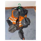 Reflective motorcycle vest and 4 Harley Davidson hats