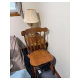 Dropleaf end table, chair and table lamp