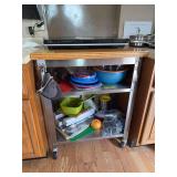 20 x 30 stainless utility cart w/ wood top on wheels NO CONTENTS