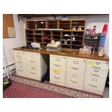 30x84 formica countertop and 5 nice filing cabinets, 2 & 3 drawer units  Nothing on top of counter!