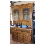 18D x 48L x 79H hutch with leaded glass upper doors 2pc NO CONTENTS