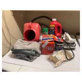 Laundry essentials, plus Drano, paint brushes, wood filler, and iron