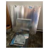 Box of self adhesive vinyl floor tiles, and LED panel light