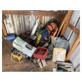 Miscellaneous rafting & camping gear, life vest, car cover, bike parts, new in box inflatable truck mattress