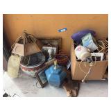 Miscellaneous home decor, artwork, lamps, large pot