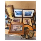 Western and Native American art, including a Chuck Ren print, bald eagle, Indian maiden and serving tray