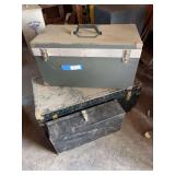 Antique trunk and two storage boxes