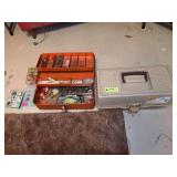 2 tackle boxes and assorted tackle