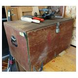 Wooden tool chest with contents