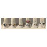 Seven rings, various size & style