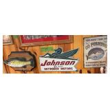 Johnson outboard sign, Billy bass and tin fishing sign