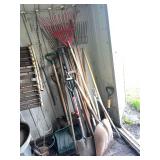 Large selection of long handled yard tools