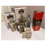3 Anheuser Busch collector steins and bottle, 3 ceramics class 101 mugs/steins