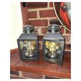 Pair of Budweiser lanterns, battery operated and oil fill is marked Dietz