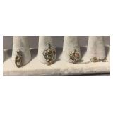 Three Black Hills Gold necklace charms-Key is marked 925, angel is marked 925 12K, other is marked STER 12K