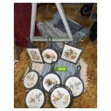 H&R Johnson Made in England trivets w cast iron hangers, woven placemats and matching rugs
