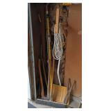 Yard tools axes, pole saw, shovel, etc