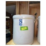 8 gallon Ruckels Stoneware crock w wire bail handles See photos for condition