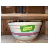 Watt 14” pink and blue band stoneware bowl