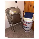Pr folding chairs and Monroe shocks trash can