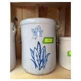 Western Stoneware 8 gallon crock w wire bail handles Nice ring, but does have some chips