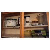 Rival crockpot, electric coffee pot, Presto Poplite, Sears waffle iron and Hoover blender