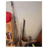 Fly rod and reel, ice fishing poles, fishing poles and reels