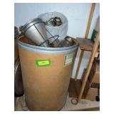 Pasteboard container of canning jars, look to be quart, rings and a juicer