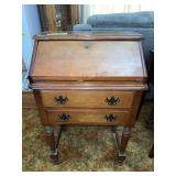 Drop front writing desk w 2 drawers 16D x 24L x 36H