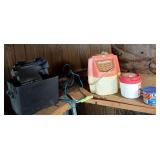 Minnow buckets, filet board, fish basket and battery box