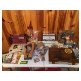 Assorted fishing tackle and supplies as shown