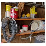 Fishing net, minnow buckets, sinkers, etc
