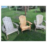 2 cedar folding and one cedar rigid Adirondack yard chairs