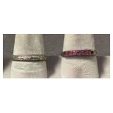 Two rings size 8-pink stones is marked 925, the other is marked 10K GF & STER