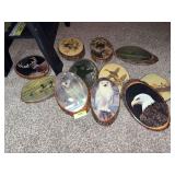 Tree slab decoupage wall hangings