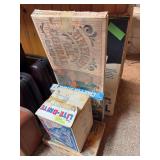 Lite Brite, Chopper Strike, WW II lead soldier casting set, Gunfight at OK Corral game and NFL electric Football game