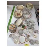 Fancy china includes DesMoines IA souvenir hair receiver, serving  bowls, biscuit jar, S&P, etc