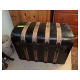 19 x 32 x 24 metal covered steamer trunk