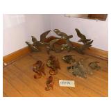 Shell art seahorses, brass fish and brass seagulls