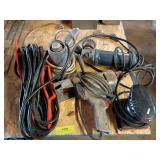 Sheet sander, extension cord, Bosch 4” angle grinder and drill