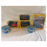 Ertl Farm country big farm grain bin with animals two hay wagons two packages of square bales and a square baler all appear new in the box