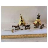Cast metal tepees, horses etc .