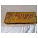 Marx toys Western ranch set original box contents appear unassembled and it