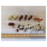 Vintage cast metal goats and horses