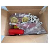 Boxed grouping of plastic horse and wagon sets Barn silo animals fence etc