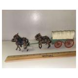 Britains cast metal covered wagon and 4 mules