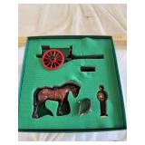 W Britain cast metal draft horse cart and male figurine new in the box