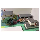 Hog Farm, plastic farm house, pig nursery with animals, metal hog feeding building and floor This will mate up with next lot