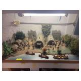 24 x 44 Indian Village Diorama highly detailed 50 cast metal figures, metal lodges, canoes, many JJ Designs, figarti, Frontline, minimen figures, Easily over $2000 invested in this diorama!!!