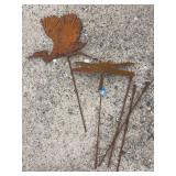 Rusted metal Garden art Heron and dragonfly